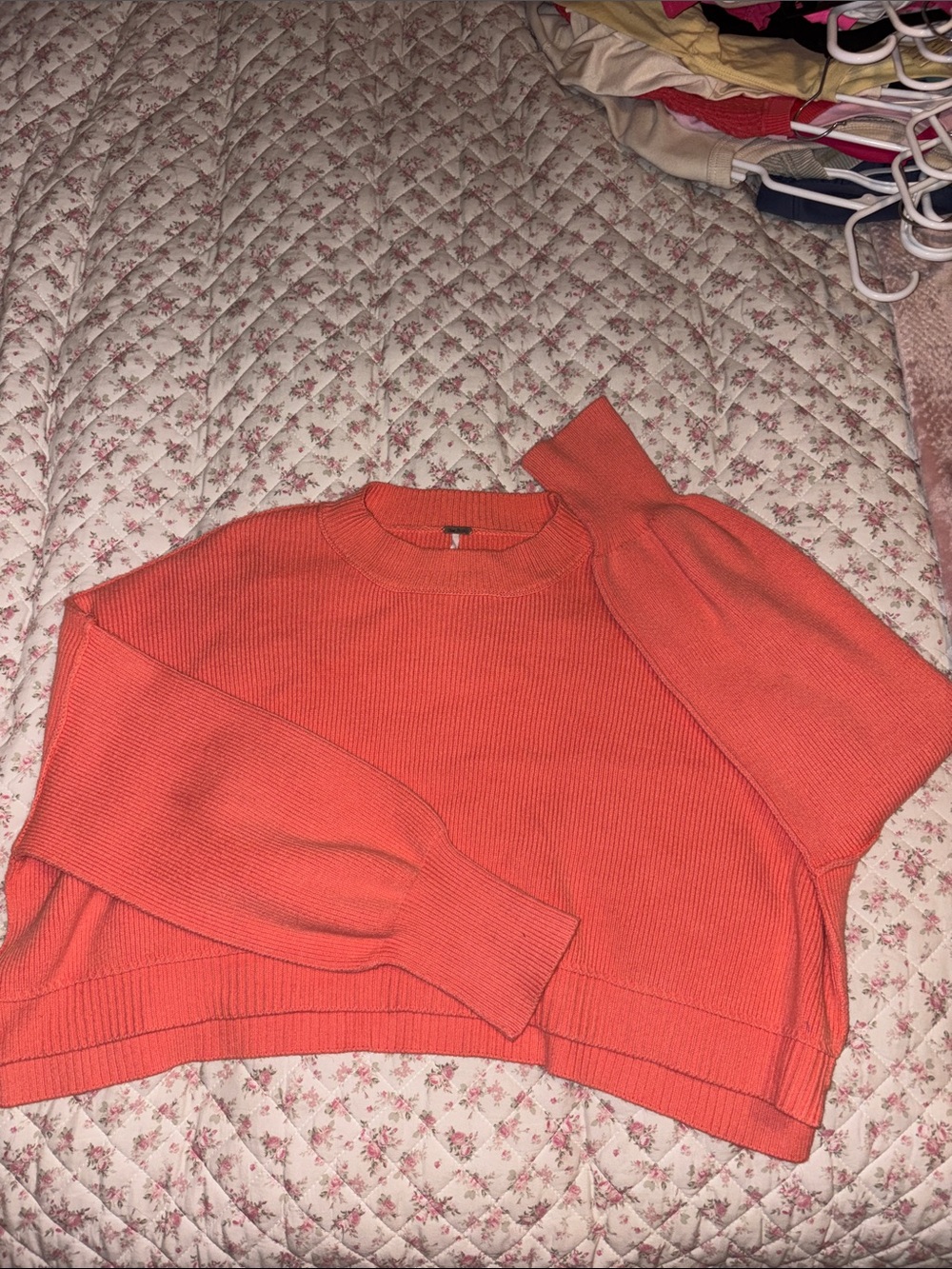 Cropped Coral Women’s Sweater - Orange